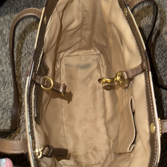 Coach Canvas Green Scarf Print Tote Bag - Picture 6 of 16